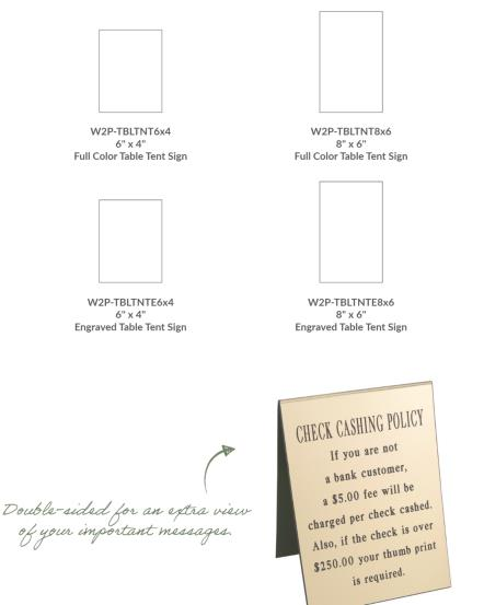 Desk counter table tent preview